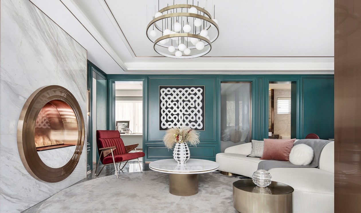 奢华轻奢风格室内家装案例效果图-客厅 奢华轻奢风格室内家装案例效果图-客厅