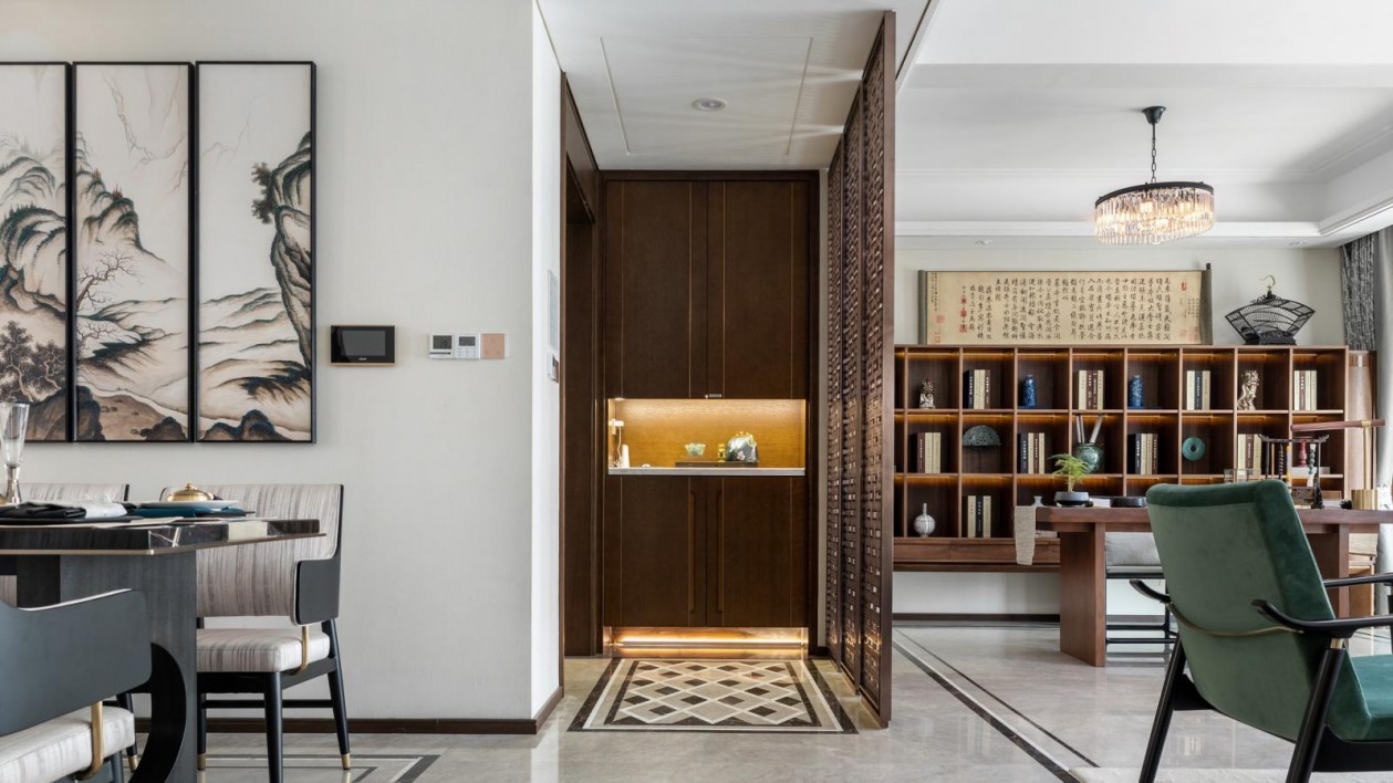 新中式风格室内家装案例效果图-玄关 新中式风格室内家装案例效果图-玄关