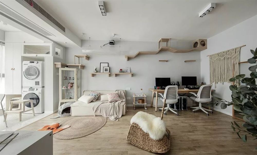 北欧简约风格家装设计室内装修效果图-客厅全景 北欧简约风格家装设计室内装修效果图-客厅全景