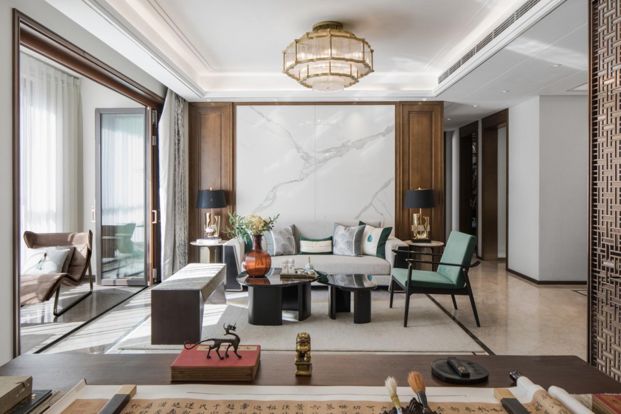 新中式风格室内家装案例效果图-客厅 新中式风格室内家装案例效果图-客厅